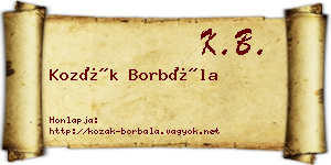 Kozák Borbála névjegykártya