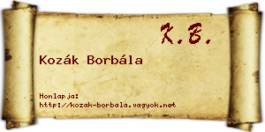 Kozák Borbála névjegykártya